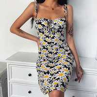 Women's Printed Sling Sleeveless Dress - Thumbnail 1