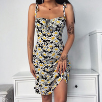 Women's Printed Sling Sleeveless Dress - Thumbnail 2