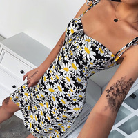 Women's Printed Sling Sleeveless Dress - Thumbnail 3