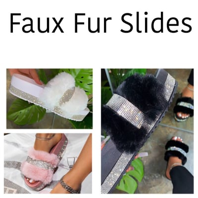 Accented faux fur slides -tde