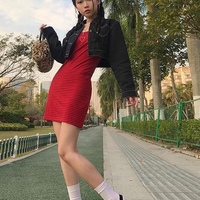 Cute Heart Shape Leopard Spaghetti Strap Mini Bodycon Dress Kawaii Korean Japanese Harajuku Chinese Retro Streetwear Aesthetic Fashion - Thumbnail 4