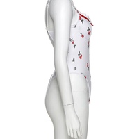 Cute Sweet Sexy Cherry Ruffle Bodysuit Top Tees Tshirts E-Girl Kawaii Korean Japanese Harajuku Chinese Retro Streetwear Aesthetic  - Thumbnail 1