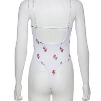 Cute Sweet Sexy Cherry Ruffle Bodysuit Top Tees Tshirts E-Girl Kawaii Korean Japanese Harajuku Chinese Retro Streetwear Aesthetic  - Thumbnail 3