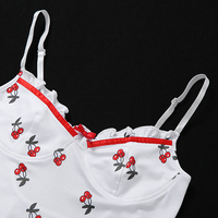 Cute Sweet Sexy Cherry Ruffle Bodysuit Top Tees Tshirts E-Girl Kawaii Korean Japanese Harajuku Chinese Retro Streetwear Aesthetic  - Thumbnail 9