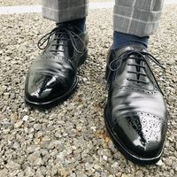 Men's Handmade Genuine Leather Black Colour Oxfords Cap Toe Brogue Lace Up Shoes - Thumbnail 1