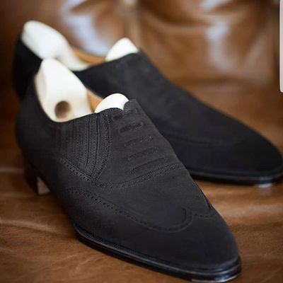 Men's Handmade Black Suede Loafers Business Party Tassels Slip on Casual Shoes