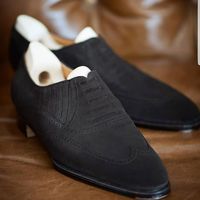 Men's Handmade Black Suede Loafers Business Party Tassels Slip on Casual Shoes - Thumbnail 4