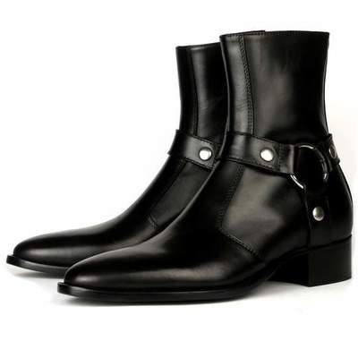 Men's Handmade Pure Leather Stylish Buckle Chelsea Black Ankle High Zipper Boot
