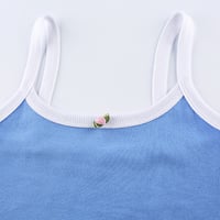 Cute Sexy Flower Rose Color Contrast Crop Top Camisole Shirt Tee T-shirt E-Girl Kawaii Korean Japanese Harajuku Chinese Retro Streetwear Aesthetic  - Thumbnail 2