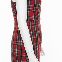 Cute Sexy Red Plaid Checkered Mini Dress Party Bodycon E-Girl Kawaii Korean Japanese Harajuku Chinese Retro Streetwear Aesthetic  - Thumbnail 8