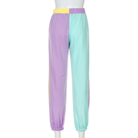 Cute Patchwork Color Contrast Baggy Jogger Pink Blue Sweatpants High Waist Trousers E-Girl Kawaii Korean Japanese Harajuku Retro Streetwear Aesthetic  - Thumbnail 3