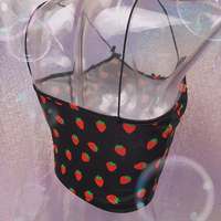 Cute Strawberry Fruit Spaghetti Strap Crop Top Camisole Shirt Tee T-shirt E-Girl Kawaii Korean Japanese Harajuku Chinese Retro Streetwear Aesthetic  - Thumbnail 7