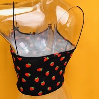 Cute Strawberry Fruit Spaghetti Strap Crop Top Camisole Shirt Tee T-shirt E-Girl Kawaii Korean Japanese Harajuku Chinese Retro Streetwear Aesthetic  - Thumbnail 8