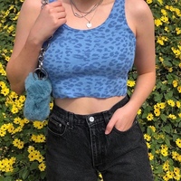 Cute Leopard Print 90s Goth Tank Crop Top Camisole Shirt Tee T-shirt E-Girl Kawaii Korean Japanese Harajuku Chinese Retro Streetwear Aesthetic  - Thumbnail 1