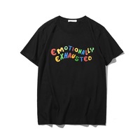 Cute Emotionally Exhausted Rainbow Colorful Short Sleeve Shirt Tee T-shirt E-Girl Kawaii Korean Japanese Harajuku Chinese Retro Streetwear Aesthetic - Thumbnail 6
