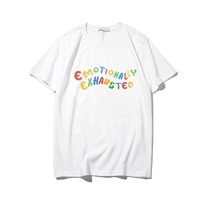 Cute Emotionally Exhausted Rainbow Colorful Short Sleeve Shirt Tee T-shirt E-Girl Kawaii Korean Japanese Harajuku Chinese Retro Streetwear Aesthetic - Thumbnail 7