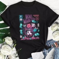 Cute Cat Kitten Neko Cartoon Print Goth Funny Short Sleeve Shirt Tee T-shirt E-Girl Kawaii Korean Japanese Harajuku Chinese Retro Streetwear Aesthetic - Thumbnail 2