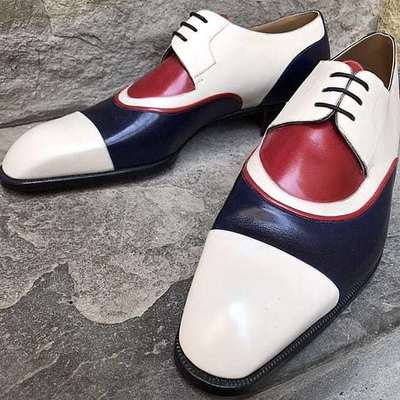 Handmade unique design derby leather shoes for men