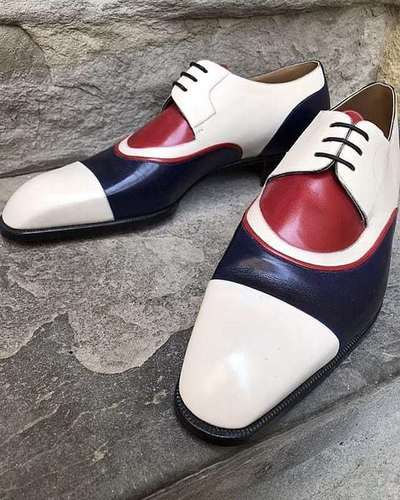 Handmade Unique Design Derby Leather Shoes For Men