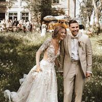 Sexy Wedding Dress, V-neck with Appliques Wedding Dress, Tulle Wedding Dress,588 - Thumbnail 2