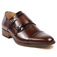Handmade Dark Brown Colour Leather Double Monk Strap Stylish Dress Shoes For Men - Thumbnail 1