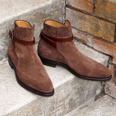 Handmade ankle brown jodhpurs boot, suede boot for men's - Thumbnail 4