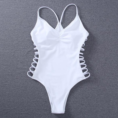 White solid color sexy one piece swimwear