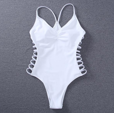 White Solid Color Sexy One Piece Swimwear