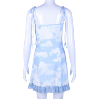 Cute Vintage Straped Mini Dress Bandage Ruffle Puff Elegant E-Girl Kawaii Korean Japanese Harajuku Chinese Retro Streetwear Aesthetic - Thumbnail 3