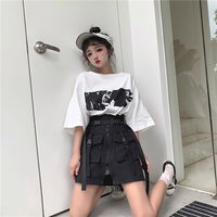 Cute Goth Punk High Waist Belt Skirt E-Girl Kawaii Korean Japanese Harajuku Chinese Retro Streetwear Aesthetic - Thumbnail 1