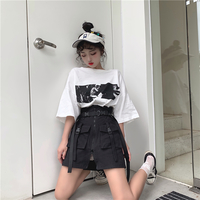 Cute Goth Punk High Waist Belt Skirt E-Girl Kawaii Korean Japanese Harajuku Chinese Retro Streetwear Aesthetic - Thumbnail 4