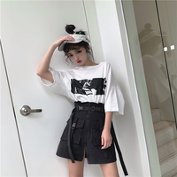 Cute Goth Punk High Waist Belt Skirt E-Girl Kawaii Korean Japanese Harajuku Chinese Retro Streetwear Aesthetic - Thumbnail 5