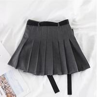 Cute Black Safari Kpop High Waisted Pleated Mini Skirt Goth Punk E-Girl Kawaii Korean Japanese Harajuku Chinese Retro Streetwear Aesthetic - Thumbnail 5