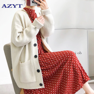 Casual V Neck Loose Knit Cardigan Sweater