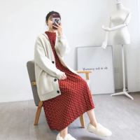 Casual V Neck Loose Knit Cardigan Sweater - Thumbnail 2