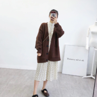 Casual V Neck Loose Knit Cardigan Sweater - Thumbnail 3
