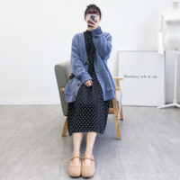 Casual V Neck Loose Knit Cardigan Sweater - Thumbnail 6
