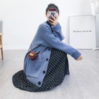 Casual V Neck Loose Knit Cardigan Sweater - Thumbnail 7