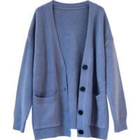Casual V Neck Loose Knit Cardigan Sweater - Thumbnail 8