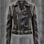 Black Studded Leather jacket for women, spiked leather jacket Stylish jacket,new designer jacket-1