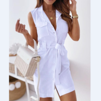 Button Through Pockets Casual Shirt Dress - Thumbnail 1