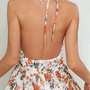 V-Neck Floral Pleated Detail Mini Dress-2