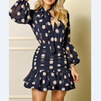 Dot Print Mesh Ruffles Dress - Thumbnail 1