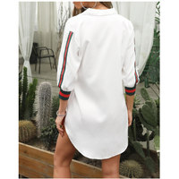 Stripes Tape Button Up Shirt Dress - Thumbnail 2