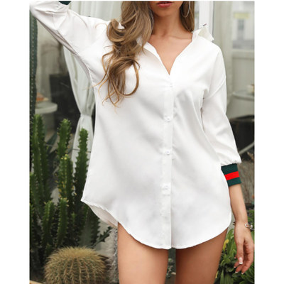 Stripes Tape Button Up Shirt Dress