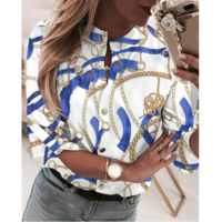 Women'S Printed Chain Long Sleeve Shirt - Thumbnail 1