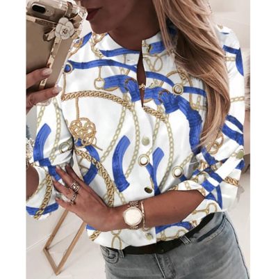 Women'S Printed Chain Long Sleeve Shirt