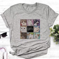 Cute Cat Kitten Animal Cartoon Funny Short Sleeve Shirt Tee T-shirt E-Girl Kawaii Korean Japanese Harajuku Chinese Retro Streetwear Aesthetic - Thumbnail 4