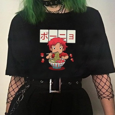 Cute vintage anime noodle ramen cartoon funny short sleeve shirt tee t-shirt e-girl kawaii korean japanese harajuku chinese retro streetwear aesthetic - Thumbnail 5