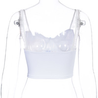 Cute Cartoon Graphic Lace Vintage Spaghetti Strap Crop Top Shirt Tee T-shirt E-Girl Kawaii Korean Japanese Harajuku Chinese Retro Streetwear Aesthetic - Thumbnail 5